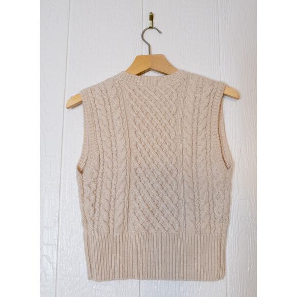 RAG & BONE 'Elizabeth' Alpaca Wool Blend Cream Cableknit Sweater Vest SMALL NWOT - Picture 4 of 8